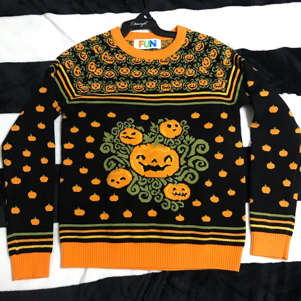XS Pumpkin Halloween Knit Sweater